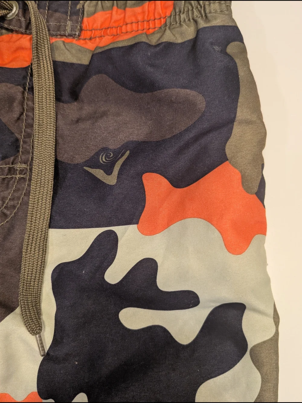 Kanu Surf Boys' Camo Swim Trunks in Olive, Black & Orange size 8